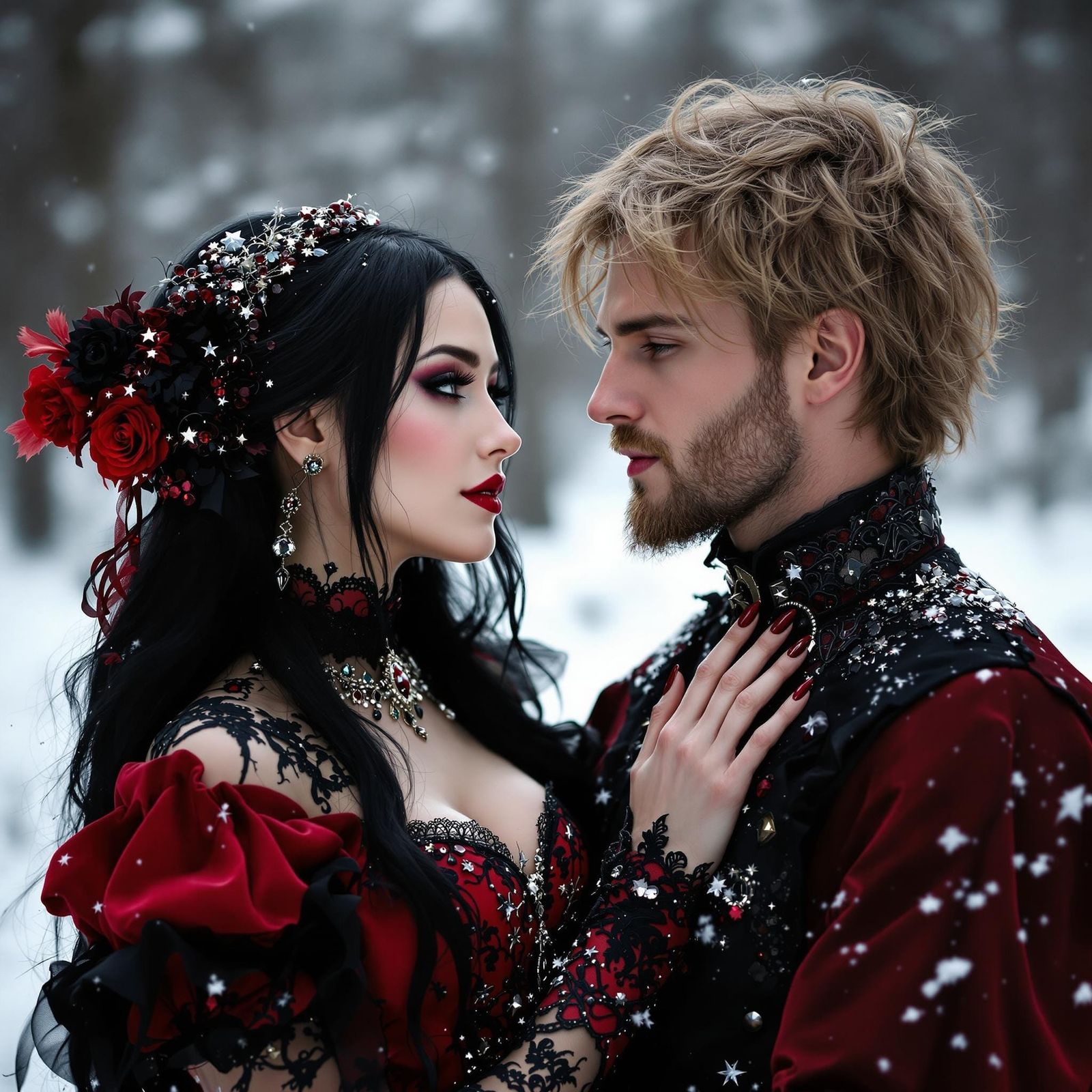 Ethereal Winter Gothic Couple Portrait