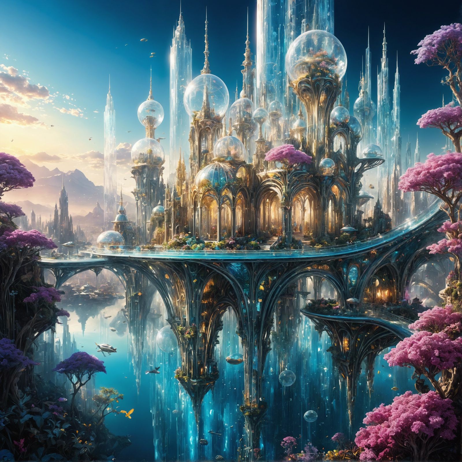 futuristic glass city