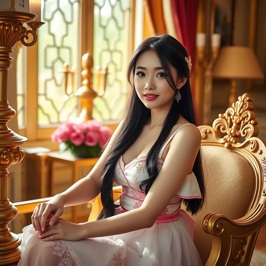 Luxurious Golden Portrait of a Chinese Girl