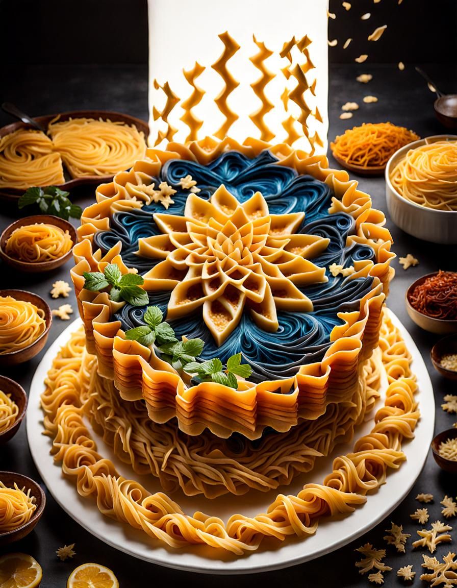 Fractal Noodle Kugel: Fantasy Food Photography
