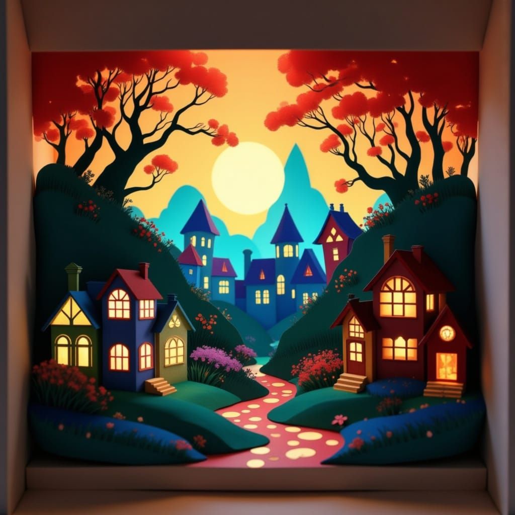 Surreal Diorama in Pastel Hues with Delicate Cutouts