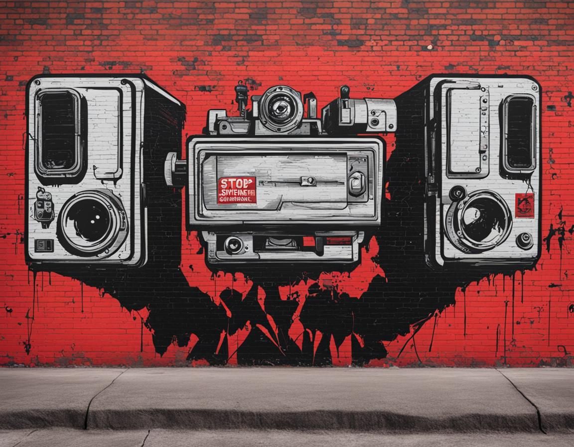 Anti-Propaganda Graffiti Art on Brick Wall