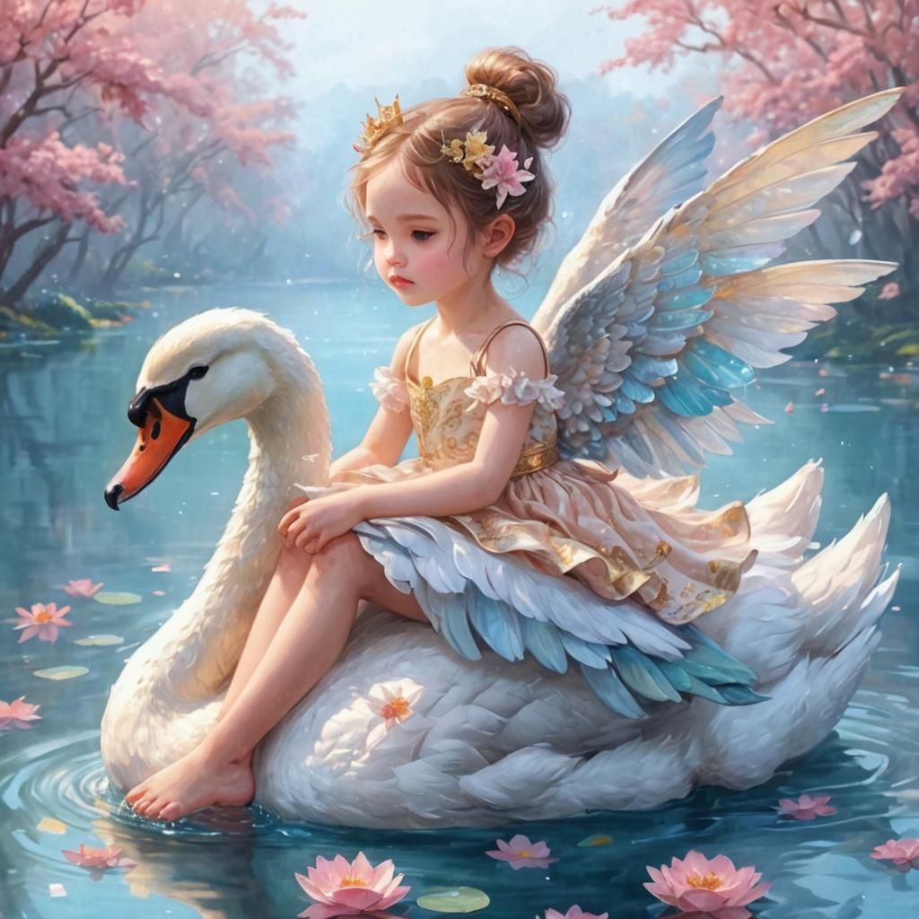 Girl Rides a Swan