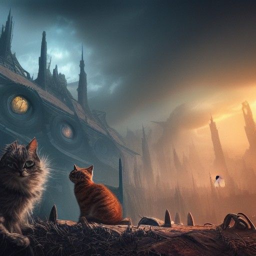 Apocalyptic Cats in Detailed Matte Painting