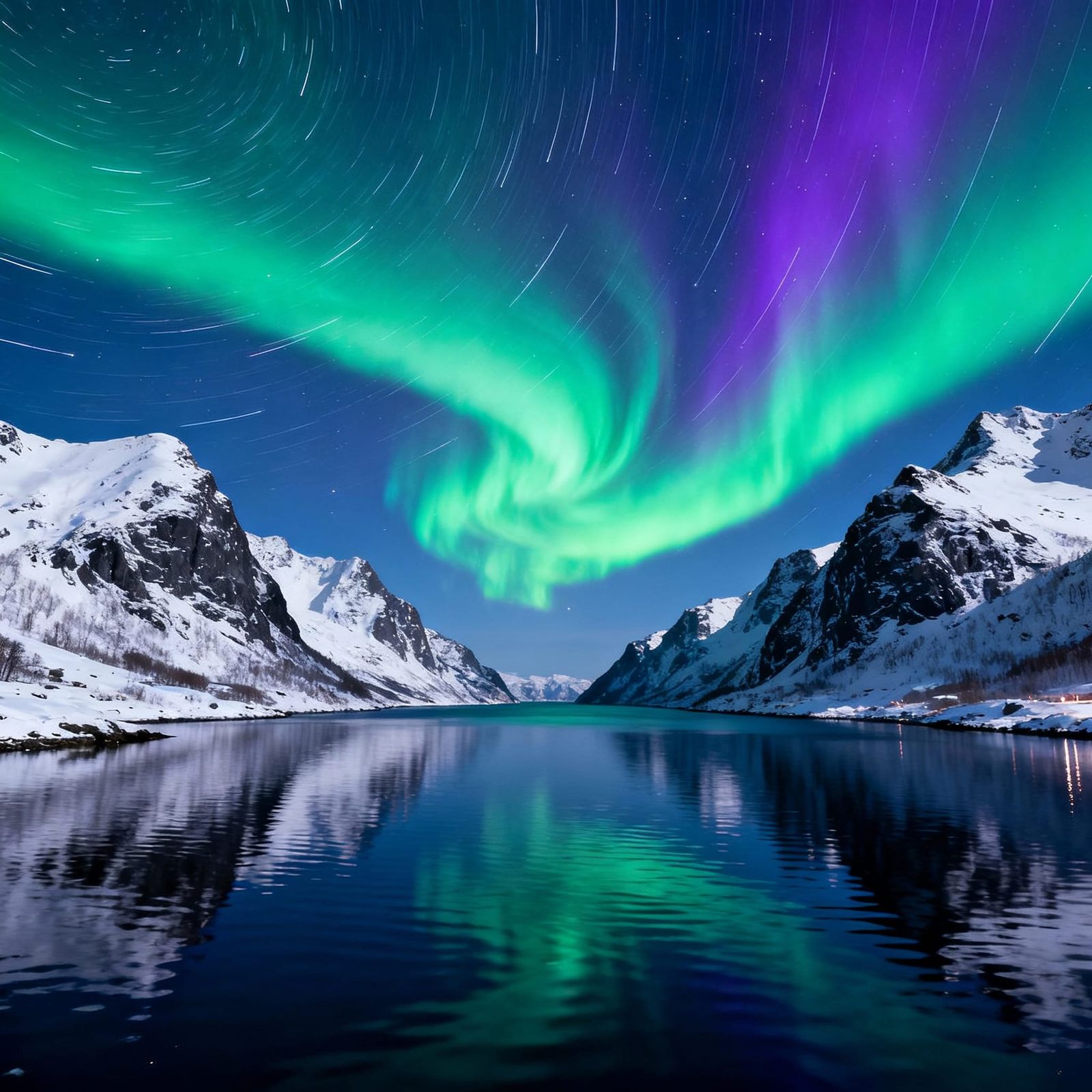 Fiords Under the Northern Lights