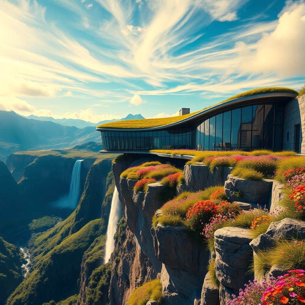 Sleek Cliffside Villa Overlooks Serene Valley Landscape