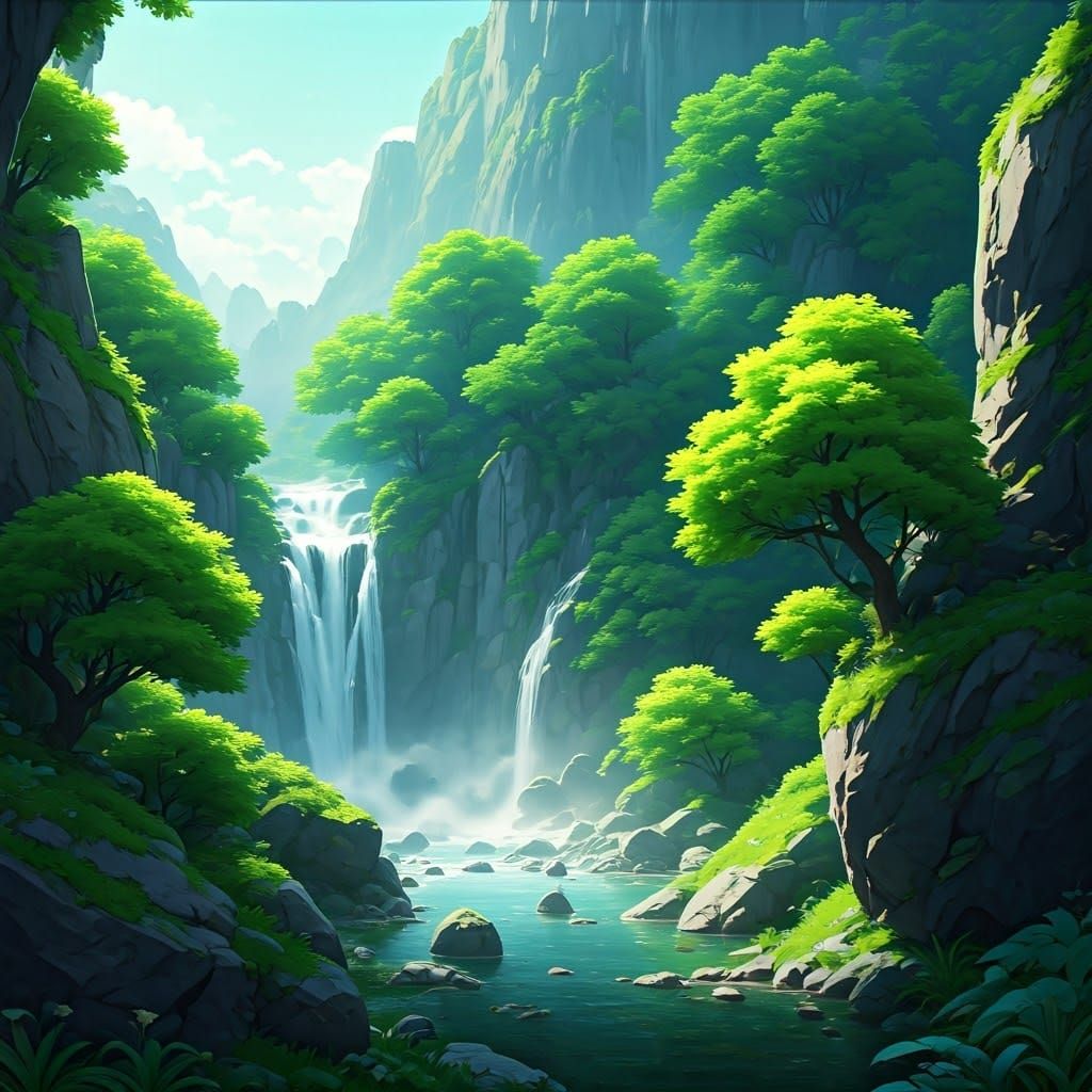 Misty Cliffside Landscape in Vibrant 8k Style