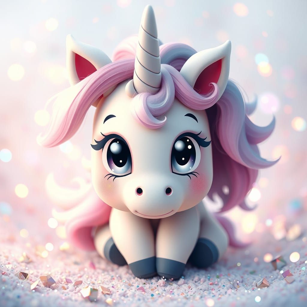 Whimsical Unicorn Surrounded by Rainbow Glitter