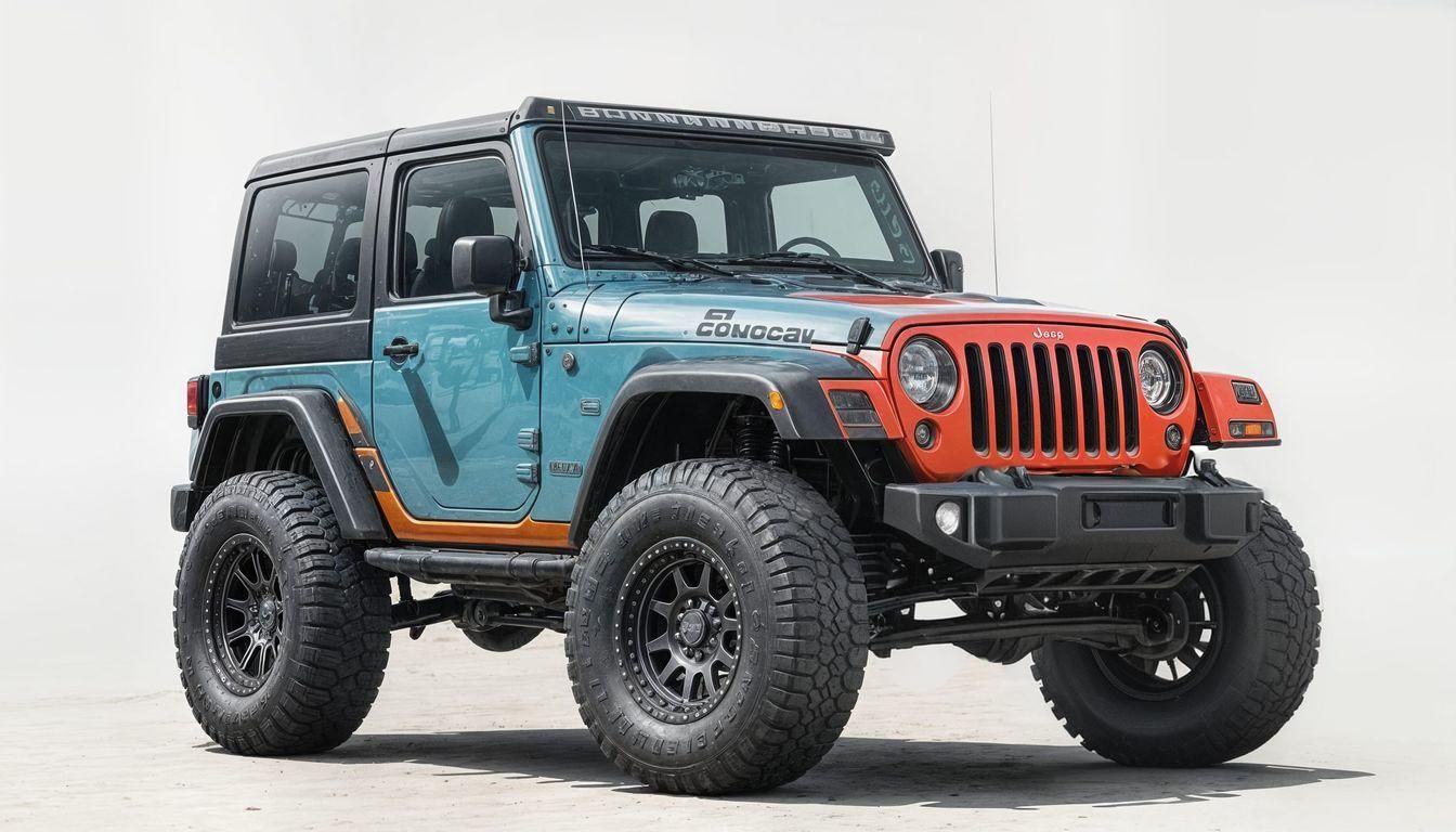 Black Jeep Wrangler in Graphic Art Style