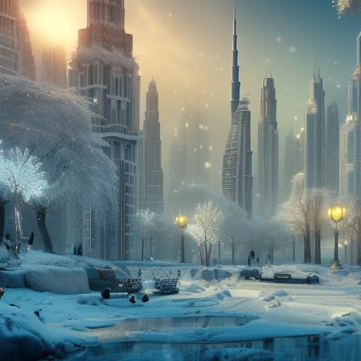 Winter Season in Dubai: Detailed Matte Painting