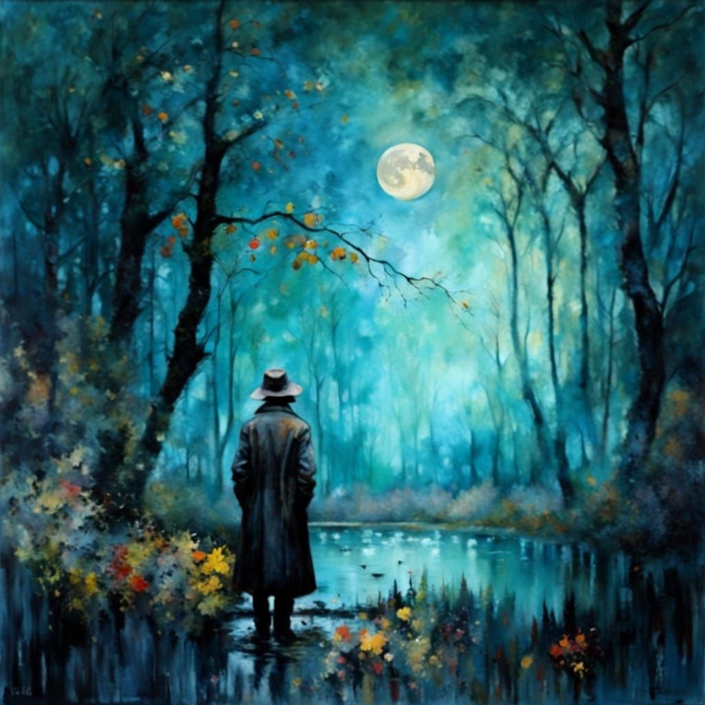 Autumn Reflection in Expressionist Impasto Painting