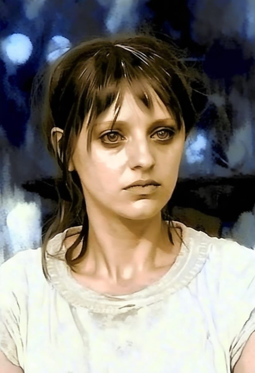 Gothgirl Portrait in High Contrast Impasto Style