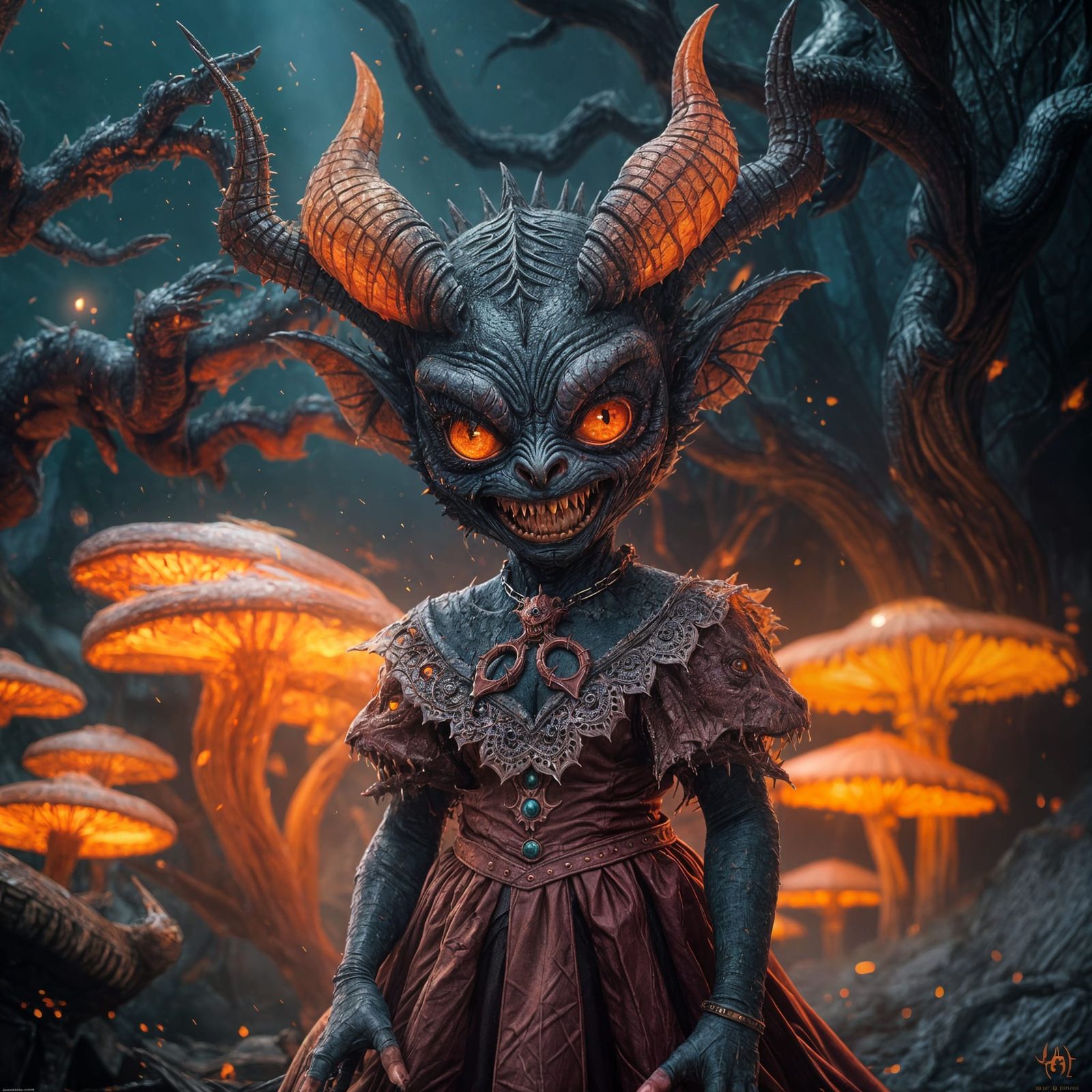 Cute Scary Demon in Detailed Matte Painting