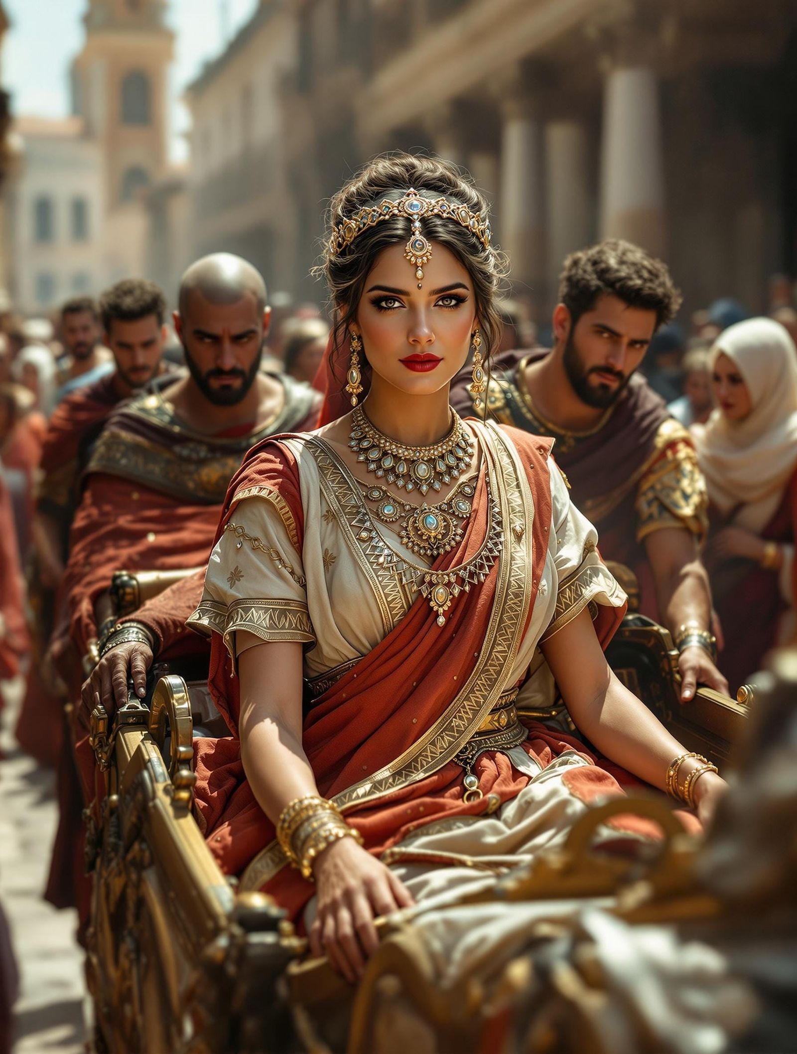 Roman Noblewoman in Litter, Ancient Roman Street Scene