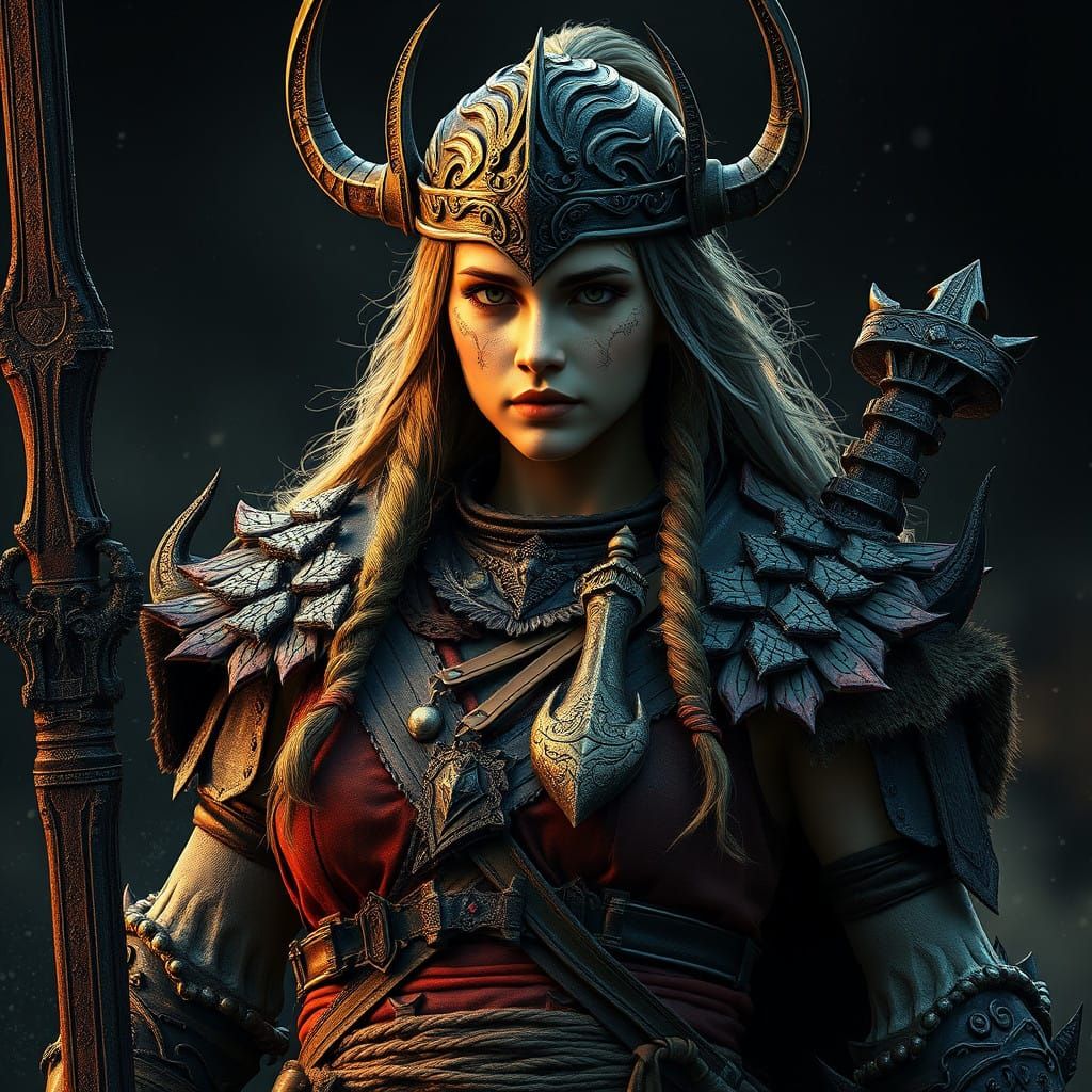 Fantastical Warrior Queen in Splendid Armor