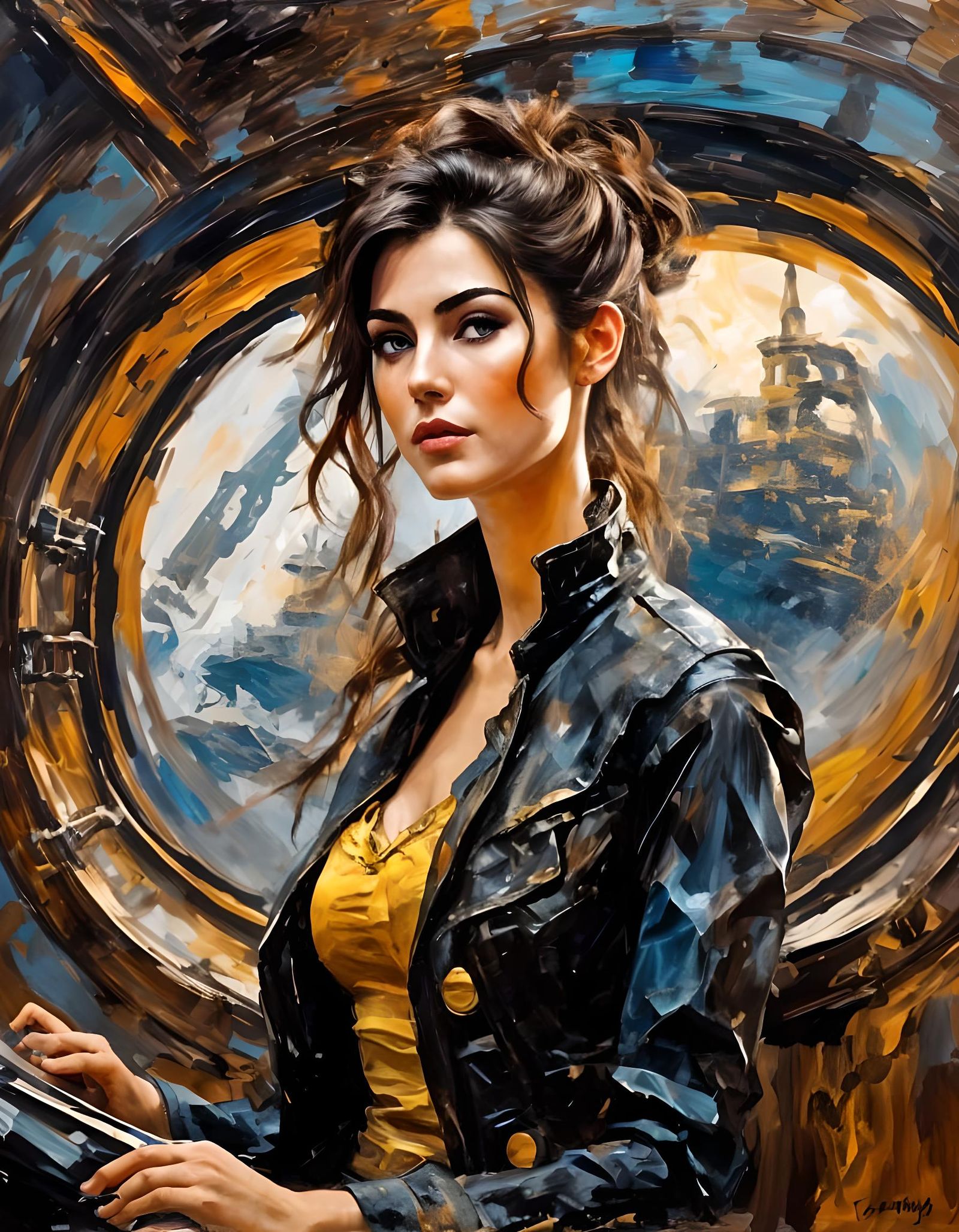Steampunk Vulcan Tiefling in Lavish Impressionist Painting