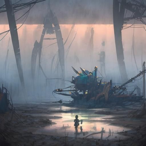 Astronaut in Abandoned Facility, Hyperrealistic Concept Art