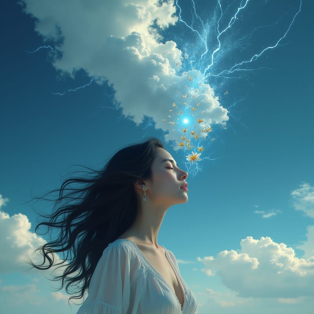 Ethereal Goddess Lost in Whispers of the Cosmos