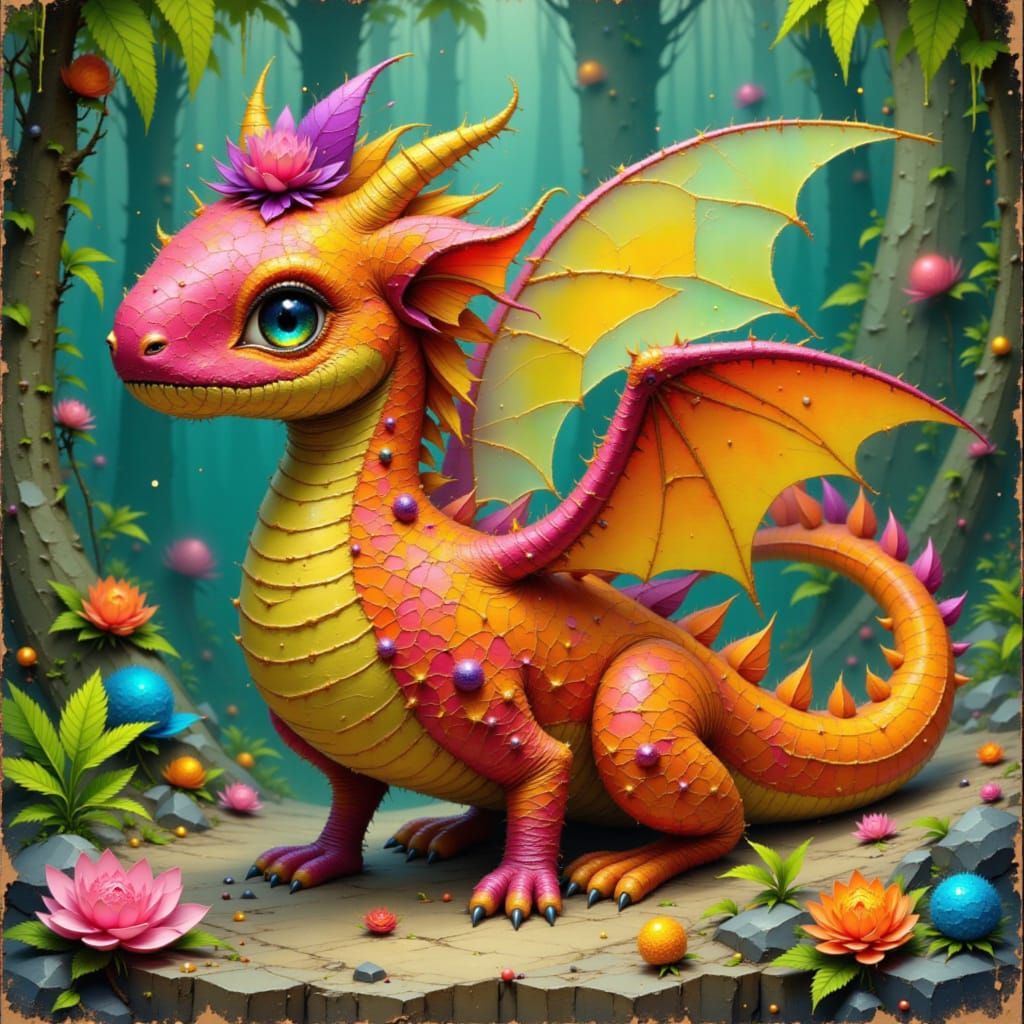 Mangosteen Dragon Hybrid in Whimsical Style