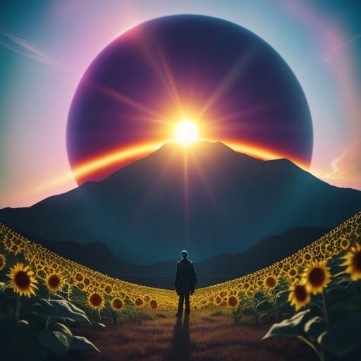 Glass Sunflower on Alien Planet: Double Exposure Photography