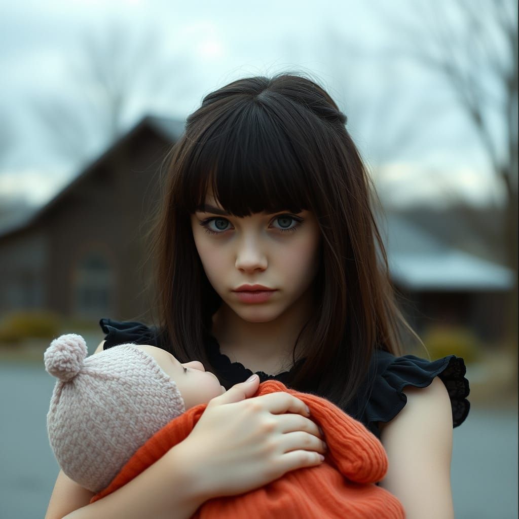 Moody Mother in Ethereal Cinematic Style