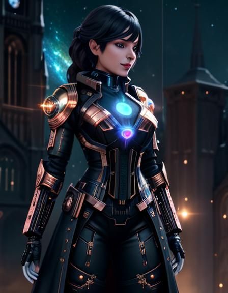 Gothic Steampunk Robot in Victorian Cathedral