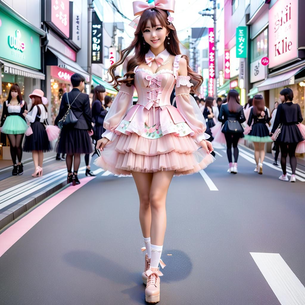Korean Girl in Harajuku Fashion on Takeshita Street