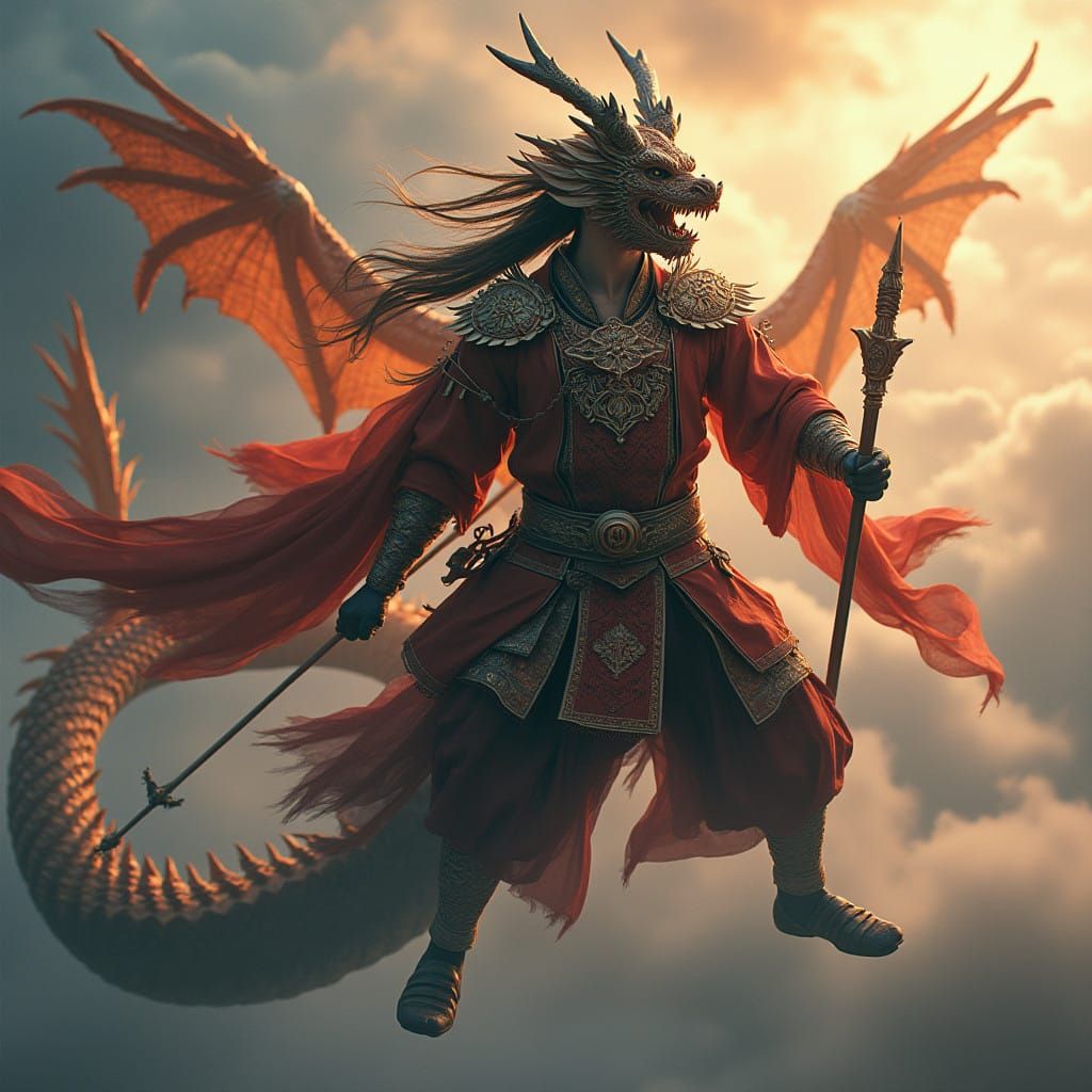 Dragon Warrior Soars Through Vibrant Japanese Skies in Stunn...