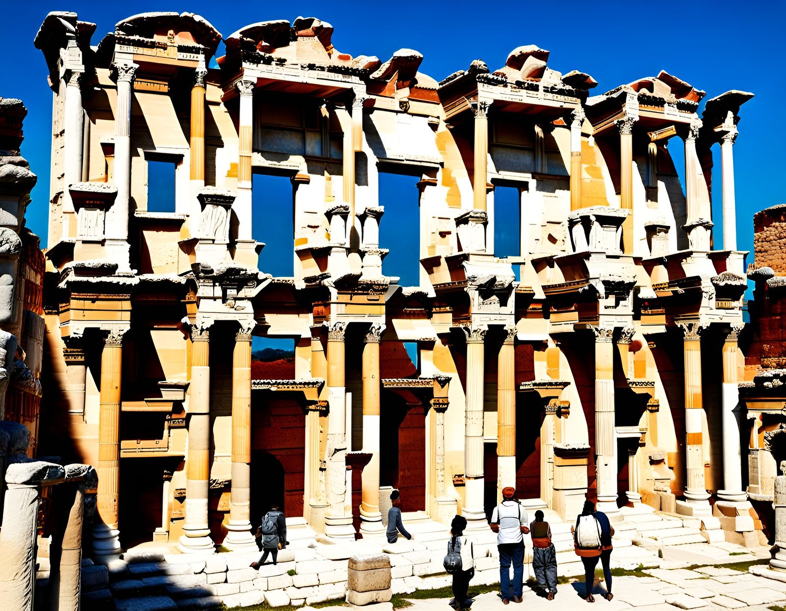Library of Celsus: Ancient Roman Architecture in Dark Fantas...