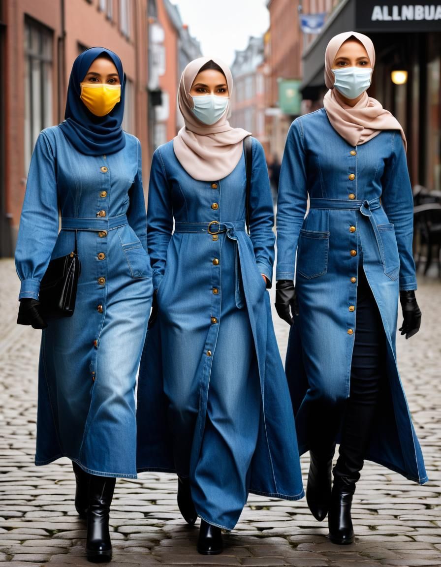 Danish Hijabi Women Walking in Hamburg