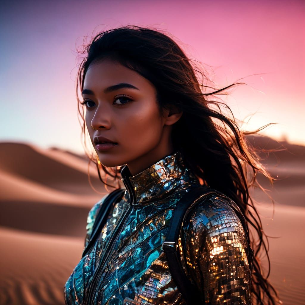 Cyberpunk Goddess in Neon Haze