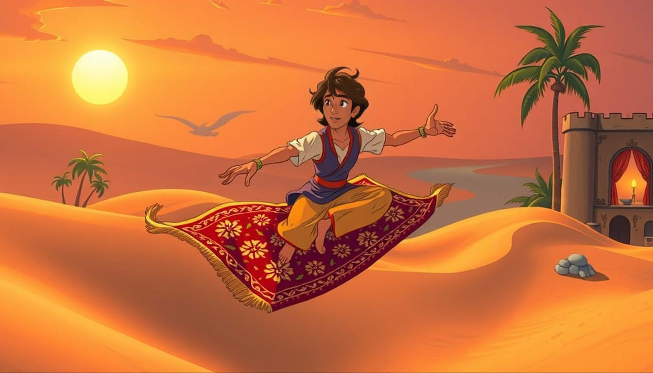 Mystical Arabian Prince Sails Golden Desert