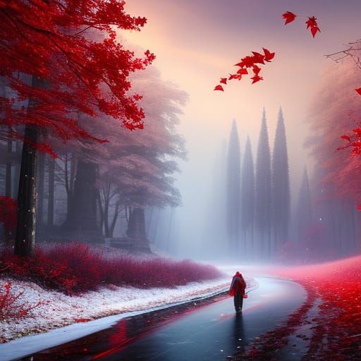 Winter Snow Melts into Autumnal Fantasy Art