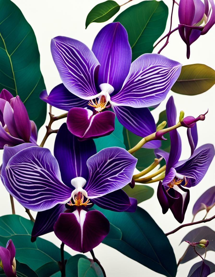 Bauhinia Purpurea: Purple Orchid Tree in Vivid Collage