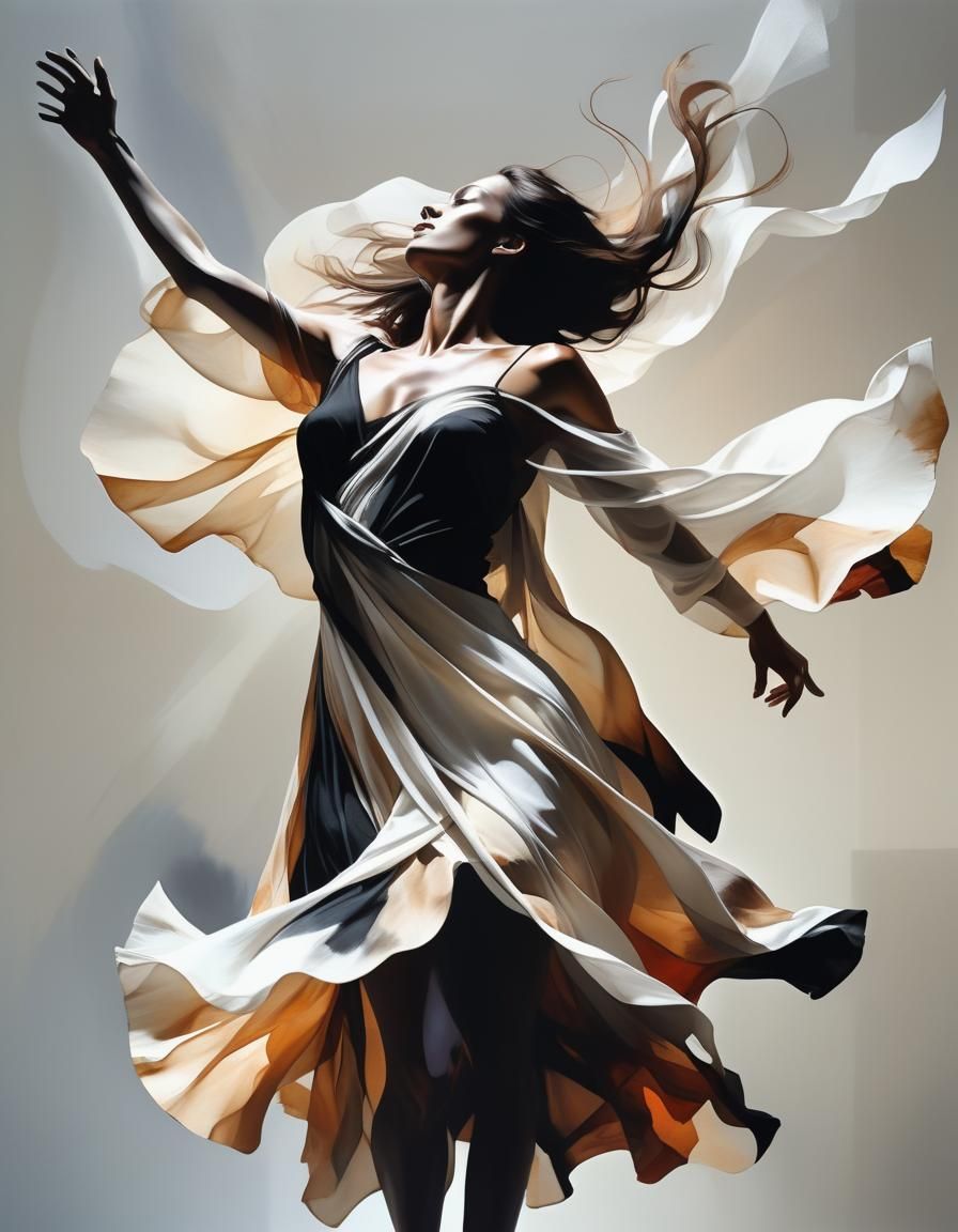 Ethereal Woman Silhouette in 3D Model Art