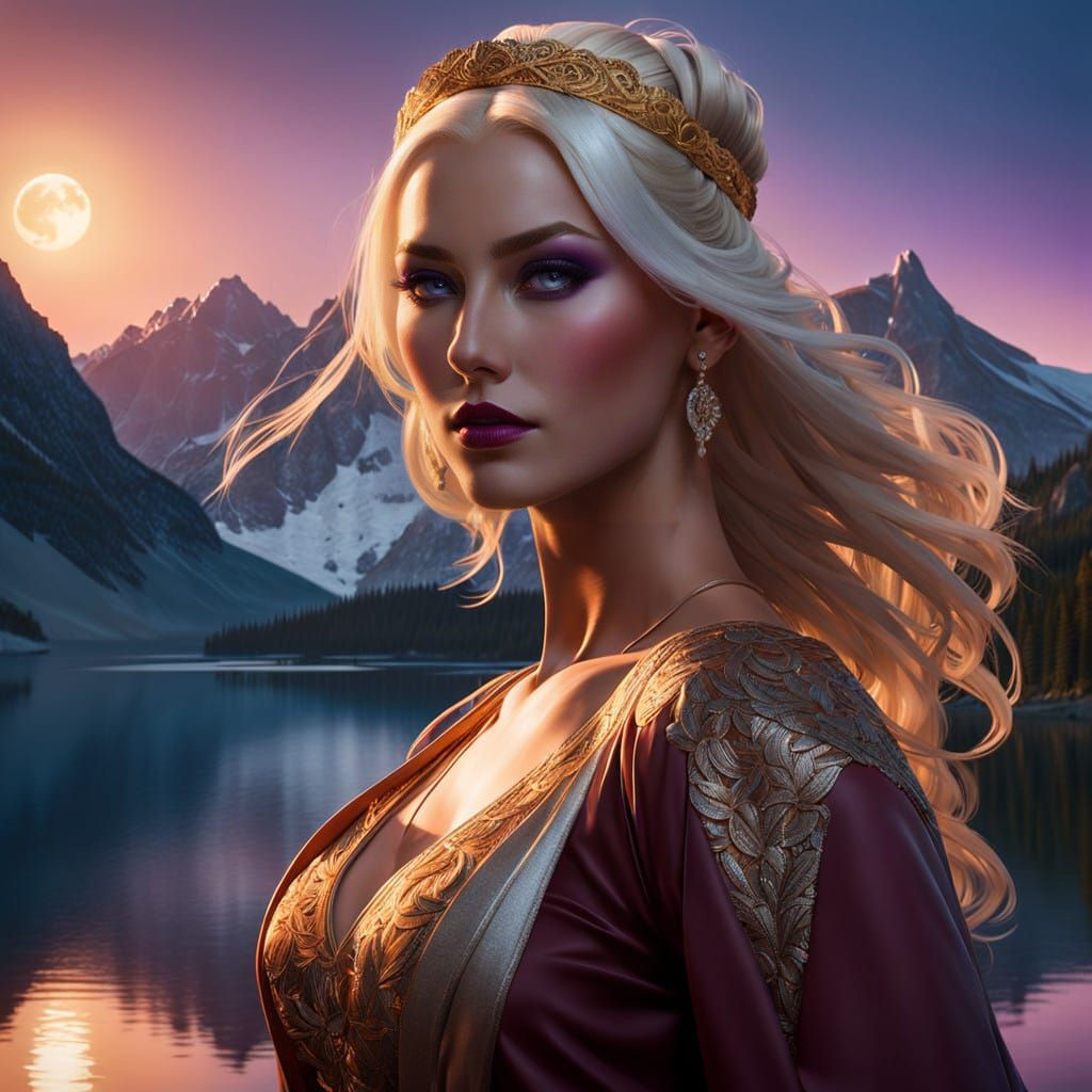 Ethereal Nordic Goddess Dances Under the Moonlight