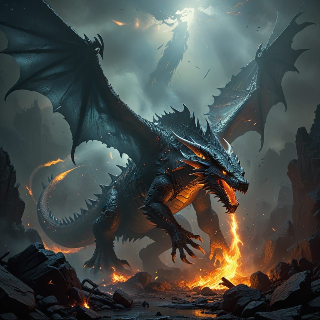 Dragon Unleashes Inferno in Haunted Mist