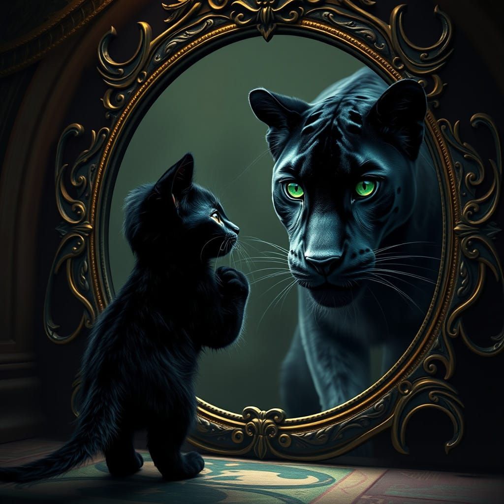 Mystical Feline Confrontation in Vibrant Matte Painting