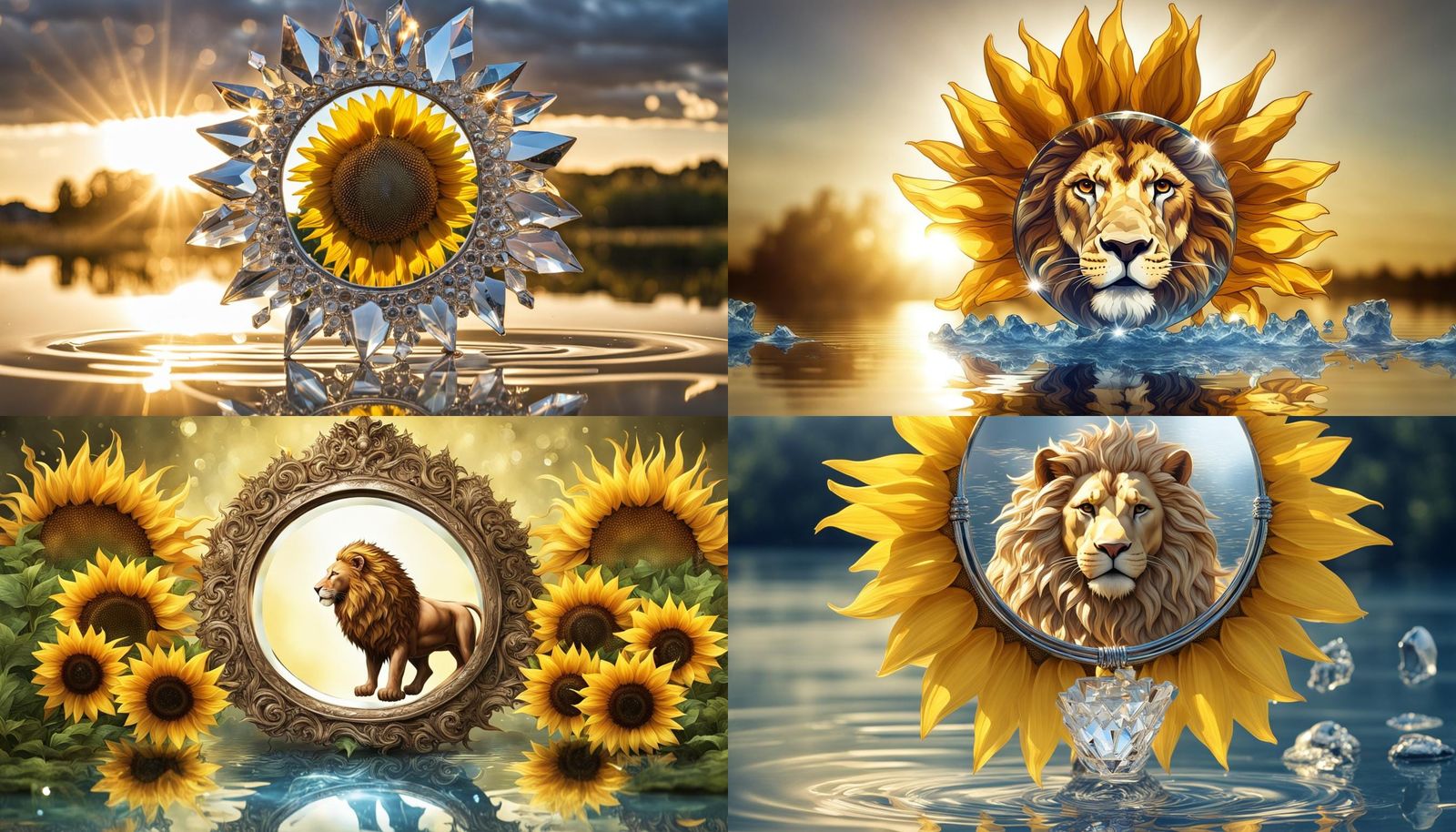 Crystal Sunflower and Lion Reflect Sunlight