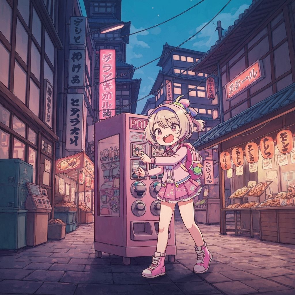 Girl Plays Gacha in Japan: Digital Painting