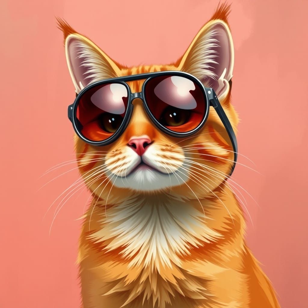 Cool Cat with Sunglasses: Funky Digital Art Portrait