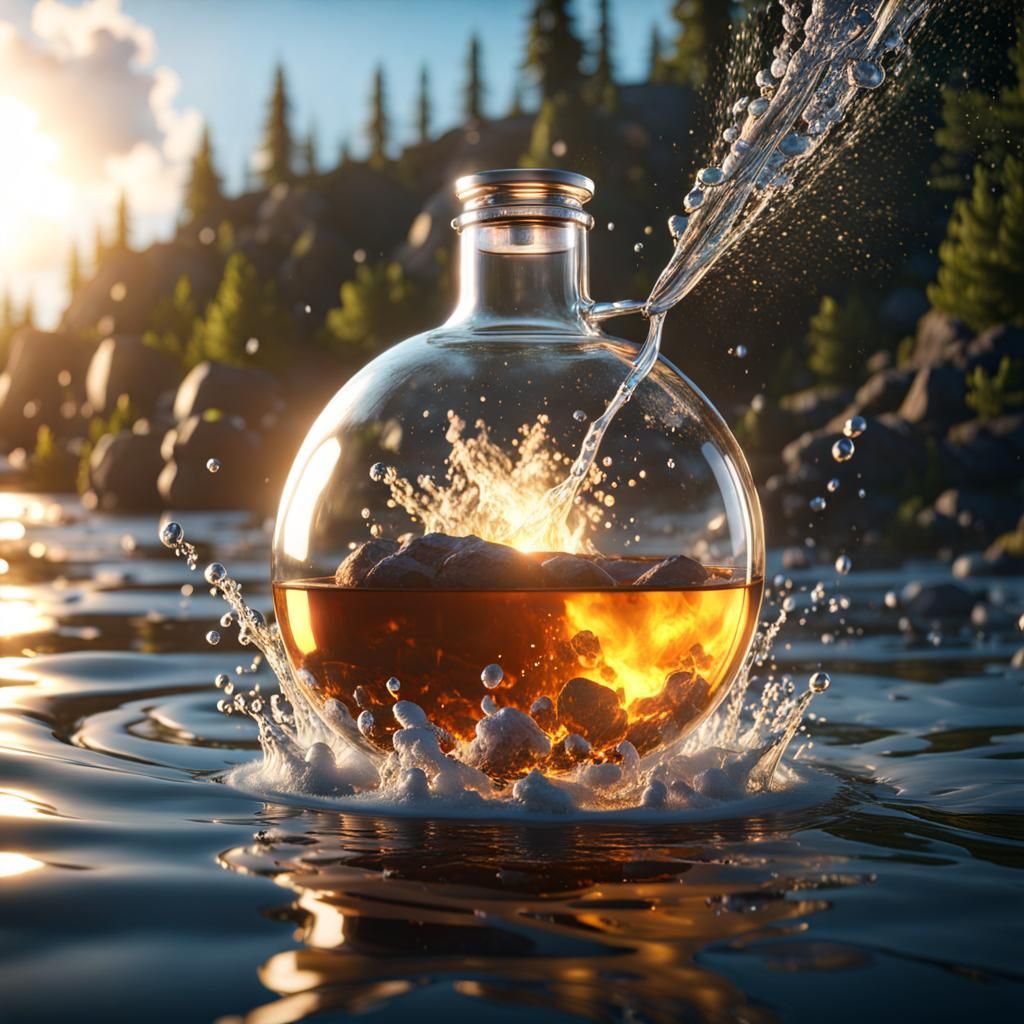 Flask Explosion with 3D Game Cinematic Graphics