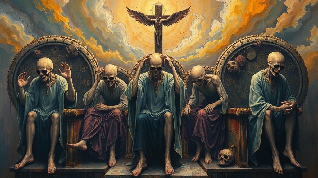 Dystopian Heaven: Souls Enthroned in Surreal Art