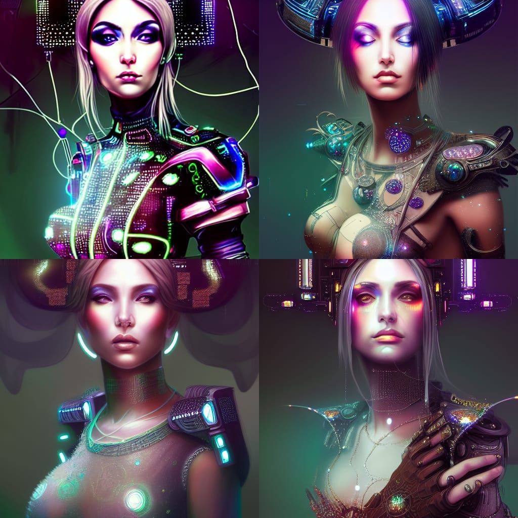 Cyberpunk Priestess Portrait in Ethereal Fantasy Style