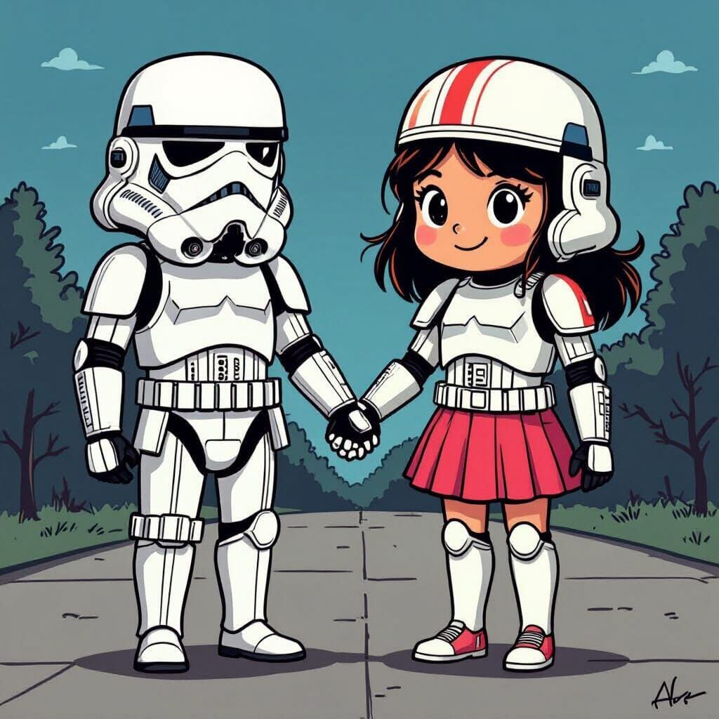 Stormtrooper High School Sweethearts in Comic Style