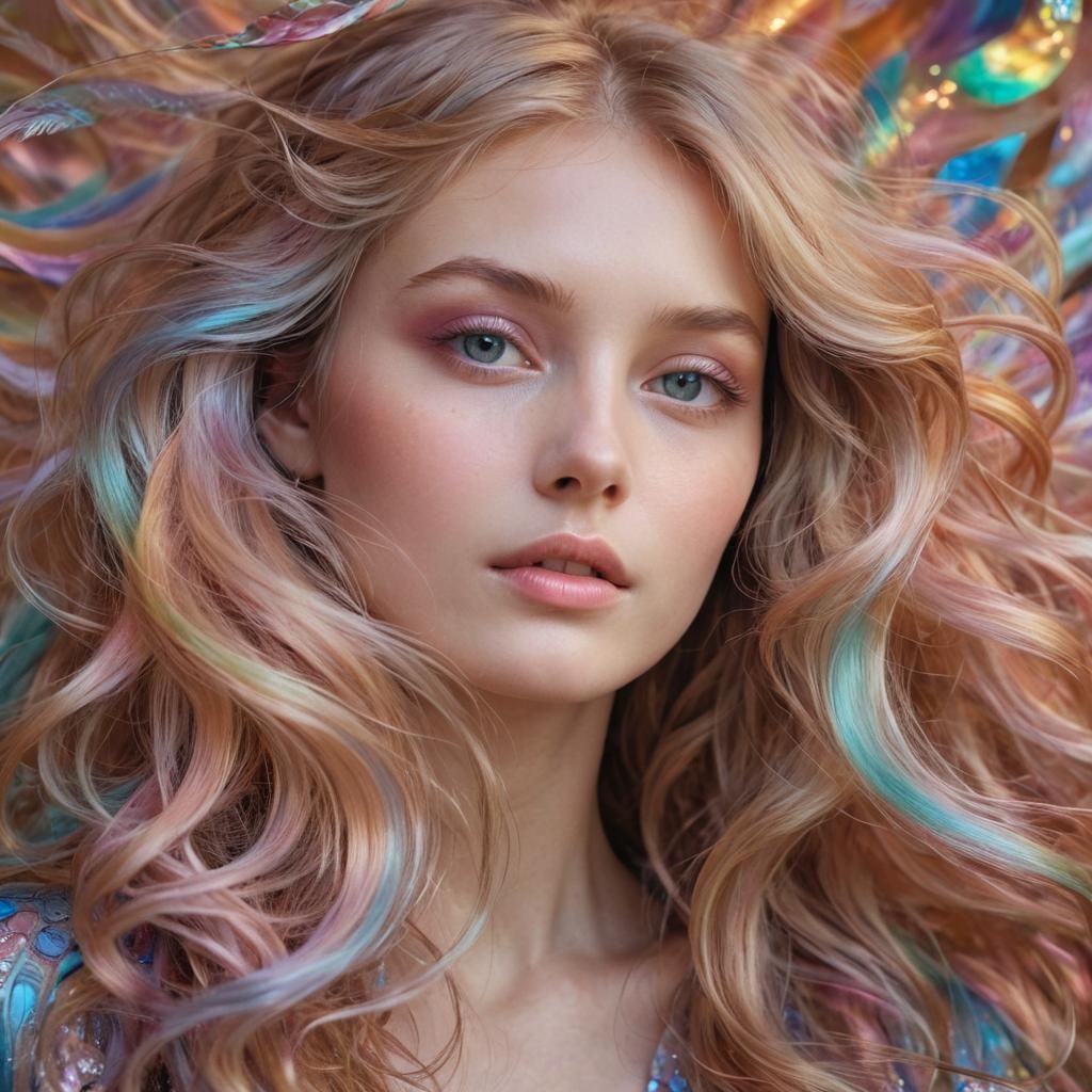 Ethereal Being Surrounded by Swirling Colors in Surreal Styl...