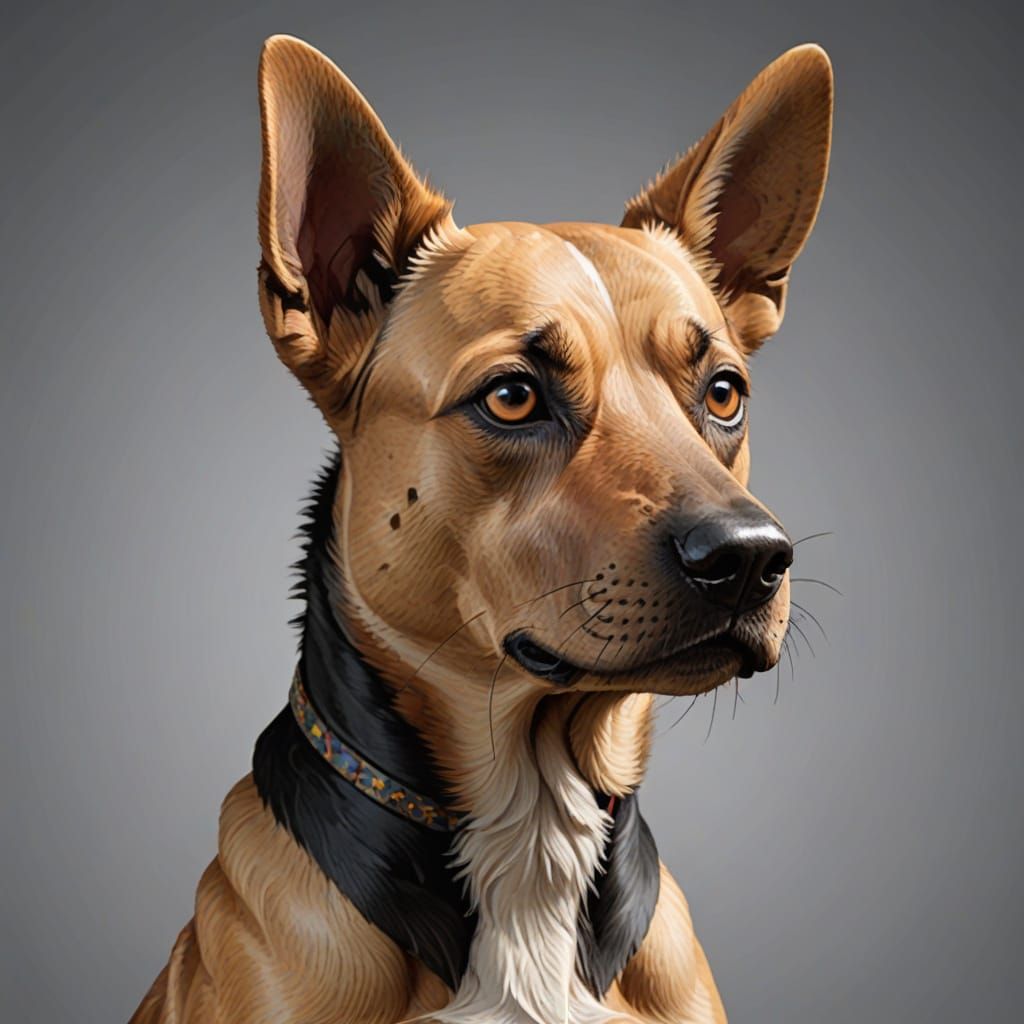 Primitive AI Art Style Dog Portrait