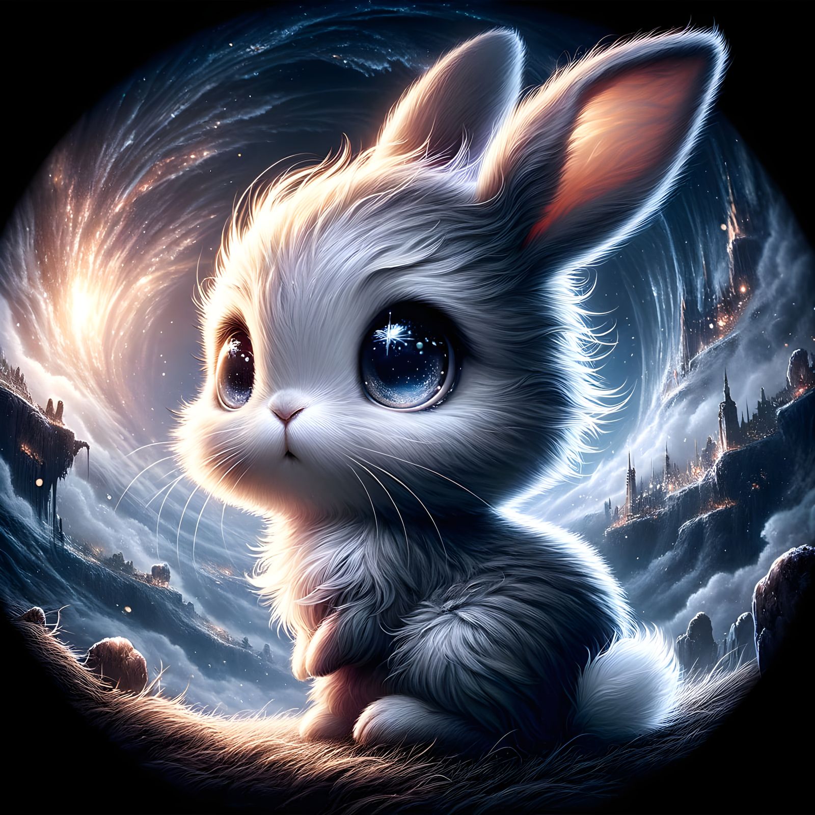 Chibi Bunny in Cosmic Dreamscape