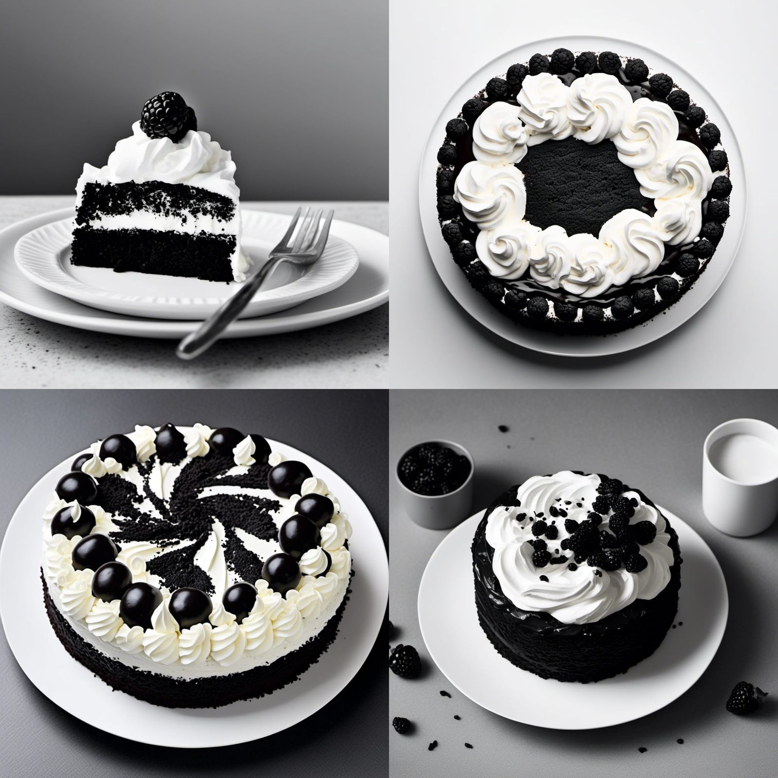 Monochrome Cake with Whipped Cream