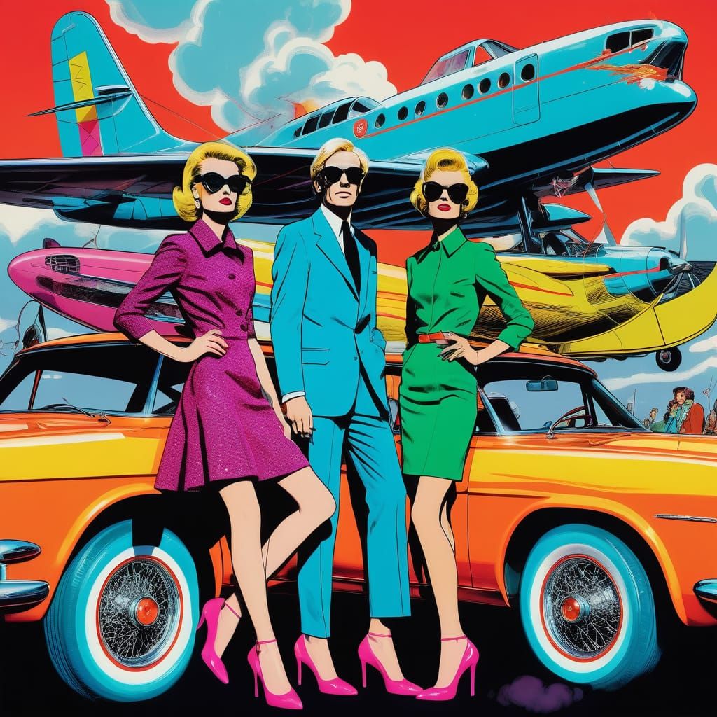 Pop Art People and Twisted Animals in Warhol Style